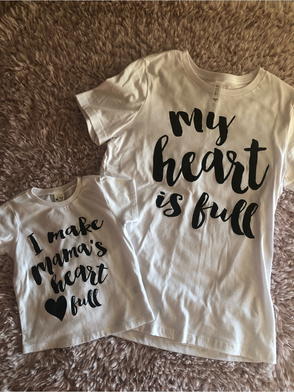 Matching 'My Heart Is Full' Mom & Child White Tee Set